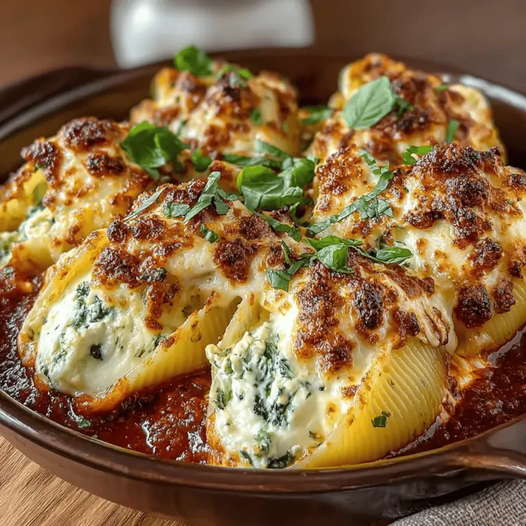 When it comes to comforting family meals, few dishes can rival the warmth and satisfaction offered by Cheesy Spinach-Stuffed Shells Delight. This dish combines the rustic charm of Italian cuisine with the nutritional powerhouse that is spinach, all encased in tender pasta shells. With each bite, you are greeted by the rich creaminess of cheese, perfectly complemented by the earthy taste of spinach and a hint of savory herbs. This recipe is not just a meal; it’s an experience that brings families together around the dinner table.