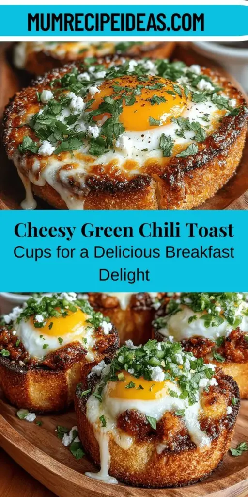 Discover the deliciousness of Cheesy Green Chili Heaven Toast Cups! This easy breakfast recipe combines hearty whole grain bread with creamy cheddar cheese, zesty green chilies, and nutrient-rich eggs, creating the perfect bite-sized treat. Ideal for brunch or a cozy family breakfast, these customizable toast cups can cater to various dietary preferences. Follow our simple steps to bake a batch that will leave everyone asking for more! Perfect for impressing guests or enjoying a calm morning at home.