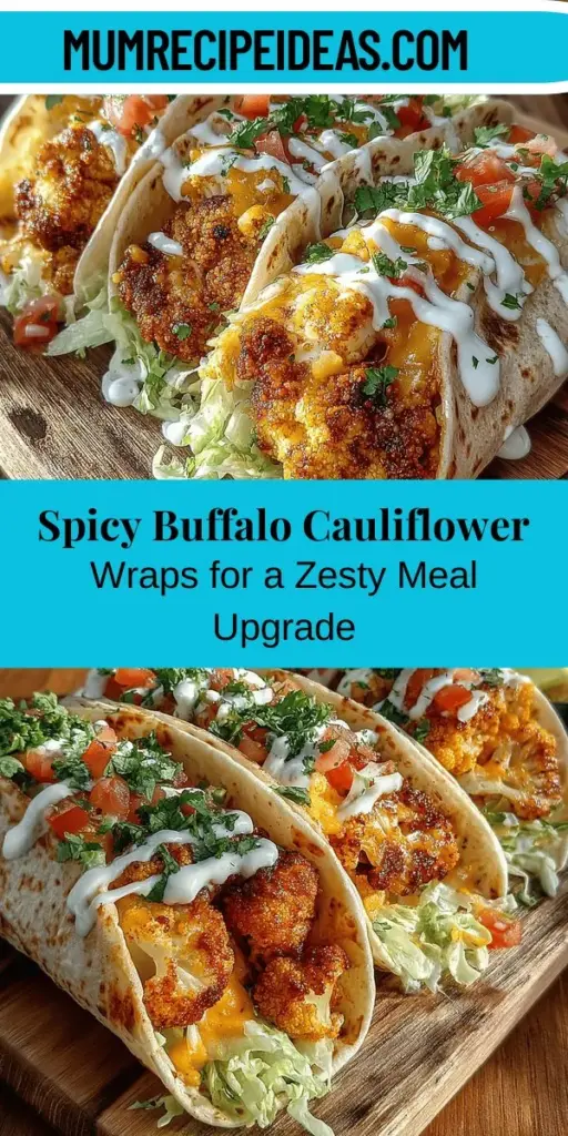 Discover the bold flavors of Fiery Buffalo Cauliflower Wraps, a delicious plant-based meal that's perfect for any occasion. These wraps feature crispy cauliflower tossed in spicy buffalo sauce, packed with nutrients like vitamins C and K. Customize with your favorite toppings and enjoy them for lunch, dinner, or as a quick snack. Easy to prepare and satisfying, they offer a guilt-free alternative to traditional buffalo chicken wraps. Dive into this tasty recipe today!