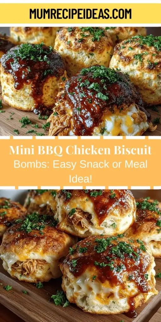Discover the ultimate crowd-pleaser with this easy Mini BBQ Chicken Biscuit Bombs recipe. These bite-sized treats feature tender BBQ chicken wrapped in flaky, buttery biscuit dough, making them perfect for game day or family gatherings. Packed with flavor from spices and cheese, they are a delightful twist on classic comfort food. Follow simple steps to create these delicious snacks that are sure to impress both kids and adults alike. Enjoy a fun cooking experience and indulge in every flavorful bite!