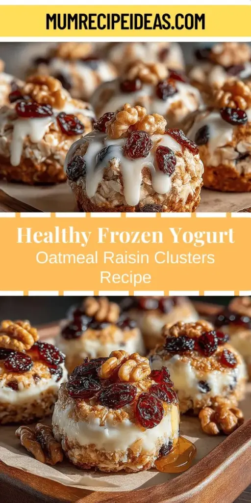 Discover the deliciously healthy Frozen Yogurt Oatmeal Raisin Clusters, a perfect snack for any time of day! This easy recipe combines rolled oats, creamy Greek yogurt, and sweet raisins for a satisfying treat that’s as nutritious as it is tasty. Packed with fiber and protein, these clusters are ideal for a quick energy boost, a post-workout snack, or a delightful dessert. Learn how to make these clusters and enjoy a versatile snack that fits your dietary needs!