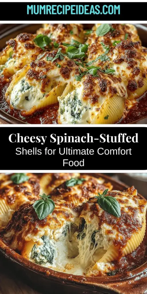 Indulge in the comfort of Cheesy Spinach-Stuffed Shells Delight, a heartwarming dish perfect for family gatherings. These tender pasta shells are packed with a rich filling of creamy cheeses and nutrient-rich spinach. Topped with vibrant marinara sauce, this dish brings together flavors and textures that appeal to all ages. Easy to prepare and perfect for any occasion, it promises to create lasting memories around the dinner table. Enjoy a delicious and nutritious meal that everyone will love!