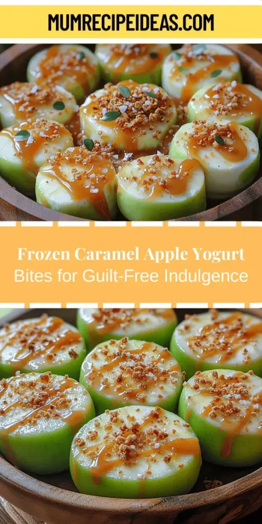 Discover a delightful blend of health and indulgence with Frozen Caramel Apple Yogurt Bites! These bite-sized treats combine crisp apples, creamy Greek yogurt, and sweet caramel for a refreshing snack or dessert. Packed with protein and made from wholesome ingredients, they're perfect for satisfying your cravings guilt-free. Easy to prepare and customizable, these yogurt bites are ideal for any occasion, making them a must-try for every snack lover!