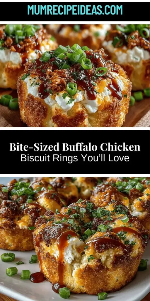 Experience the bold flavors of Spicy Mini Buffalo Chicken Biscuit Rings, a delightful twist on a classic favorite! These bite-sized treats combine tender shredded chicken, zesty buffalo sauce, and cheesy goodness all encased in warm, flaky biscuits. Perfect for game days or casual gatherings, they’re easy to prepare and sure to impress. Serve with ranch or blue cheese dressing for an extra touch. Elevate your snack game with this crowd-pleasing recipe!