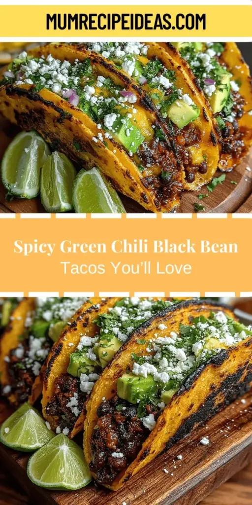 Discover the vibrant flavors of Spicy Green Chili Black Bean Tacos, a delicious and nutritious option perfect for any gathering! Packed with protein and fiber from black beans, and a zesty kick from green chilies, this recipe caters to both vegetarians and taco lovers alike. With fresh toppings and a rich blend of spices, these tacos promise a delightful balance of taste and nutrition. Get ready to impress your friends and family with this easy-to-make meal that combines fun and flavor!