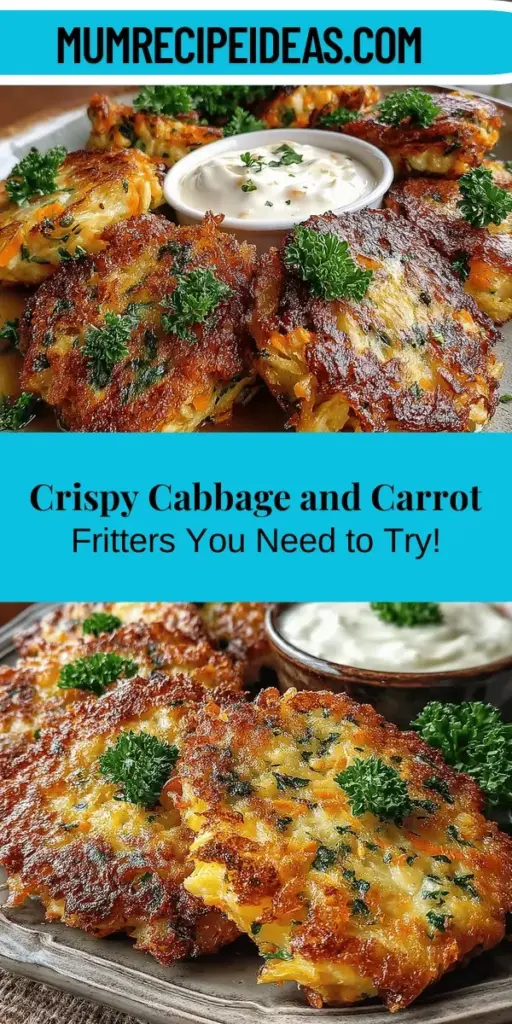Discover the joy of cooking with these crispy cabbage and carrot fritters! Perfect as an appetizer or snack, this easy recipe highlights the nutritious benefits of cabbage and carrots while delivering a satisfying crunch. With simple ingredients and quick preparation, you can whip up a delicious batch in no time. Serve them with a variety of dipping sauces or alongside fresh salads for a wholesome meal that everyone will love. Enjoy the vibrant flavors and delightful texture of these flavorful fritters!