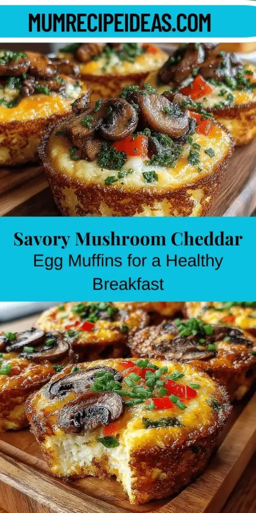 Start your day with these Savory Mini Mushroom & Cheddar Egg Muffins, a wholesome and delicious breakfast option perfect for busy mornings. Packed with protein, vitamins, and minerals from eggs, mushrooms, and bell peppers, these mini muffins are not only nutritious but also easy to make. Their rich flavors and fluffy texture make them ideal for brunch or a quick snack anytime. Plus, they can be customized with your favorite ingredients for a delightful twist!