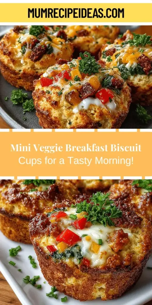 Start your mornings with a burst of flavor and nutrition with Sunny Delight Mini Veggie Breakfast Biscuit Cups. These easy-to-make, bite-sized treats combine flaky biscuit dough with a colorful filling of fresh vegetables, protein-rich eggs, and melted cheese. Perfect for busy mornings or leisurely brunches, you can customize them to suit your taste. Enjoy a delicious breakfast that’s both satisfying and energizing, making meal prep a breeze! Indulge in this vibrant dish that transforms breakfast into a delightful experience.