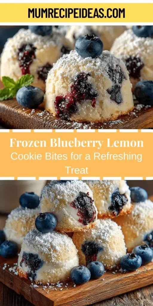Looking for a refreshing treat that's perfect for any occasion? Try these Frozen Blueberry Lemon Cookie Bites! Bursting with the vibrant flavors of blueberries and tangy lemon, these cookie bites are easy to make and store in the freezer for a quick snack or dessert. With a chewy texture and delightful balance of sweetness and tartness, they're sure to be a hit at your next gathering. Discover the simple steps to create this delicious and nutritious treat that everyone will enjoy!