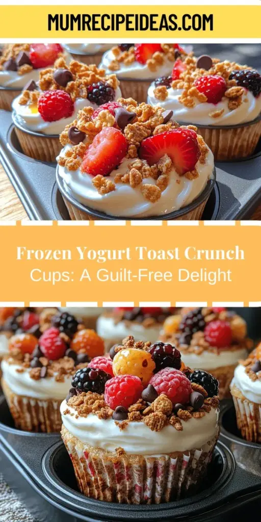 Satisfy your sweet tooth with Frozen Yogurt Toast Crunch Cups, a creamy and crunchy dessert that everyone will love. Made with Greek yogurt, sweetened with honey or maple syrup, and layered with Cinnamon Toast Crunch and fresh berries, these cups offer endless customization for dietary preferences. Nutritious, delicious, and easy to prepare, they make the perfect guilt-free treat for any occasion. Discover the joy of creating your own at home!