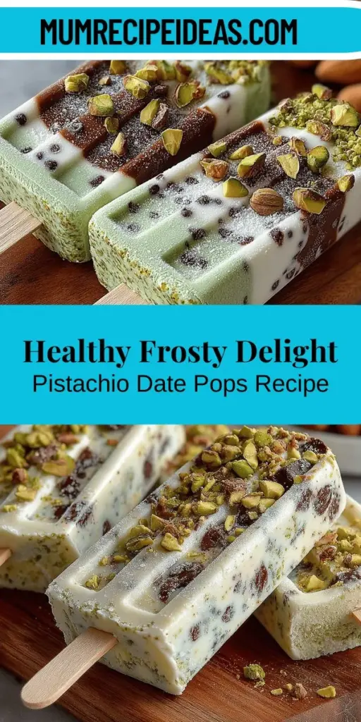 Discover a refreshing and nutritious treat with Frosty Delight Pistachio Date Pops! Made with wholesome ingredients like Greek yogurt, pistachios, and Medjool dates, these pops are a perfect guilt-free dessert for any occasion. Rich in protein, healthy fats, and natural sweetness, they're ideal for summer days or a healthy snack anytime. Dive into the simple steps to create this creamy, crunchy delight that both kids and adults will love! Enjoy the benefits of balanced nutrition while satisfying your sweet cravings.