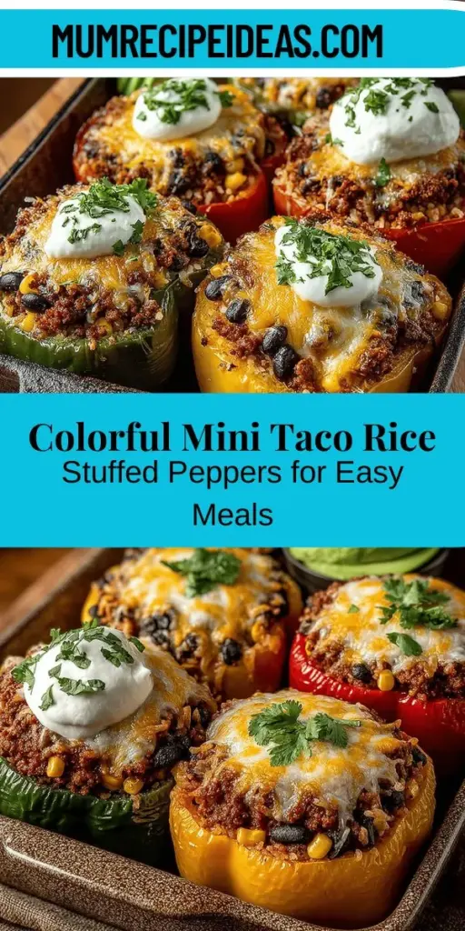 Bring a burst of color and flavor to your dinner table with Mini Taco Rice Stuffed Peppers! This fun twist on a classic dish combines vibrant mini bell peppers with a savory filling of lean protein, black beans, corn, and zesty spices, all topped with melted cheese. Perfect for family meals or gatherings, these nutritious stuffed peppers are not only satisfying but also customizable to suit any taste. Get ready to impress your loved ones with this delicious and wholesome recipe!