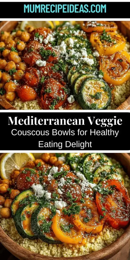 Discover the vibrant world of Mediterranean cuisine with this delicious recipe for Mediterranean Veggie and Couscous Bowls! Packed with fluffy couscous, sautéed vegetables like zucchini and bell peppers, and protein-rich chickpeas, this dish is both nourishing and flavorful. Perfect for quick weeknight dinners or meal prep, it highlights fresh ingredients and easy preparation. Experience a wholesome meal that celebrates health and taste, all in one bowl.