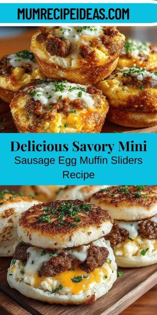Start your mornings right with these Savory Mini Sausage Egg Muffin Sliders! Perfect for busy days or a cozy family brunch, these bite-sized treats combine the rich flavors of sausage, fluffy eggs, and melty cheese. Easy to prepare and customizable to suit your taste, these sliders are a delicious and nutritious breakfast option. Make a batch ahead of time to enjoy on the go or create a delightful spread for gatherings. Try this simple recipe and elevate your breakfast experience!