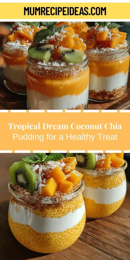 Discover a delicious and nutritious treat with Tropical Dream Coconut Cream Chia Pudding! This versatile dish combines the superfood benefits of chia seeds with the rich creaminess of coconut milk, making it perfect for breakfast, snacks, or dessert. Topped with fresh tropical fruits, this pudding offers a satisfying texture and a burst of flavor in every bite. Simple to prepare, it's a guilt-free indulgence that you'll love sharing with family and friends. Enjoy a healthy twist to your meals with this delightful recipe!