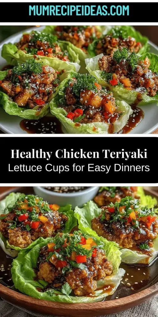 Discover the delightful world of Savory Chicken Teriyaki Lettuce Cups, the perfect blend of health and flavor! These versatile cups are filled with lean ground chicken, fresh vegetables, and a rich teriyaki sauce, offering a low-carb meal that’s ideal for weeknight dinners or gatherings. Ready in under 30 minutes, they’re not just quick and easy to make but also packed with nutrients. Impress your family or guests with this vibrant, mouthwatering dish that combines nutrition with taste.