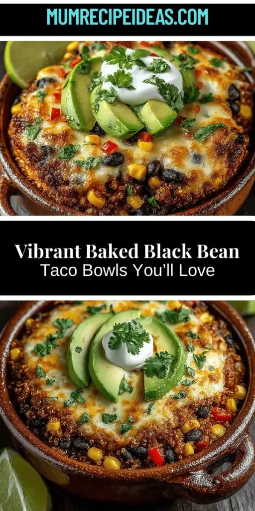 Discover the vibrant baked black bean taco bowls, a plant-based delight that's both nutritious and satisfying. Packed with protein-rich black beans, fiber-filled quinoa, and a colorful array of fresh veggies, these bowls are customizable to suit any palate. Embrace the flavors of cumin and smoked paprika, and top with your favorites like avocado and lime for a delicious twist on a classic meal. Perfect for anyone looking to enjoy hearty, wholesome food while exploring plant-based cooking!