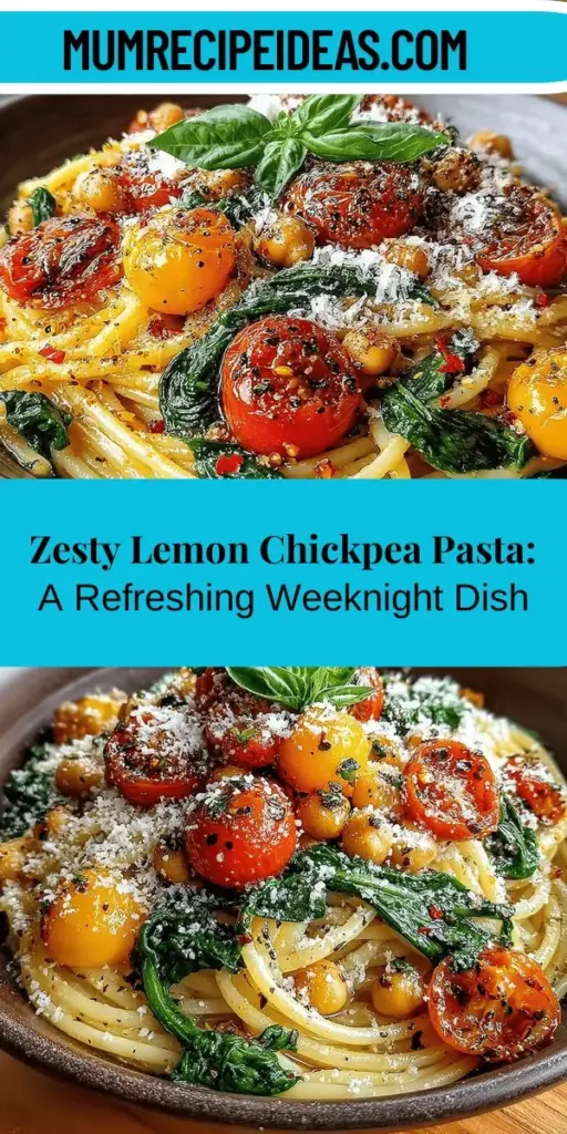 Discover the vibrant taste of Zesty Lemon Chickpea Pasta, a delightful dish that merges comfort with nutrition. This quick and easy recipe combines the heartiness of chickpeas and pasta with the refreshing zest of lemon and nutritious spinach, making it perfect for any meal. Learn about the health benefits of each ingredient, enjoy a step-by-step guide to create this flavorful dish, and explore tips for customization. Enjoy a satisfying meal that’s as wholesome as it is delicious.