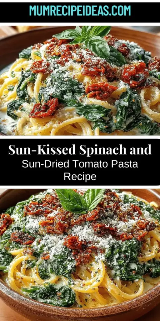 Discover the delight of Sun-Kissed Spinach and Sun-Dried Tomato Pasta, a vibrant dish brimming with rich flavors and a creamy texture. This recipe shines with fresh spinach and tangy sun-dried tomatoes, making it perfect for quick weeknight dinners or special gatherings. Learn how to select the right pasta, create the ideal creamy sauce, and balance flavors expertly. Elevate your cooking skills and enjoy a comforting meal that's both nutritious and satisfying!