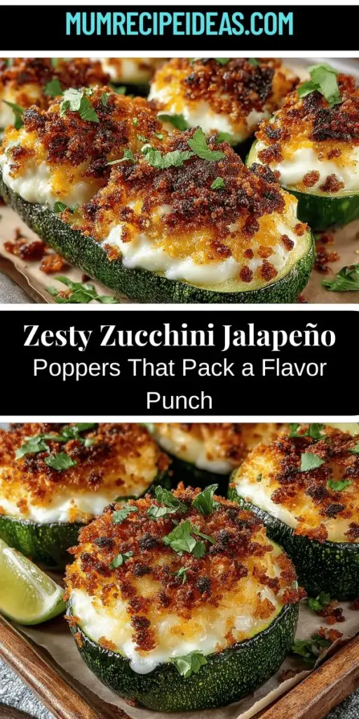 Discover the irresistible Zesty Zucchini Jalapeño Poppers, a bold and flavorful appetizer that’s bound to impress at any gathering. These delicious bites combine the mild sweetness of zucchini with the spicy punch of jalapeños, all enveloped in a creamy, cheesy filling. Perfect for sharing, they add vibrant color to your table and are suitable for various occasions. Easy to prepare and customizable for heat levels, these poppers are a healthy indulgence you'll love!