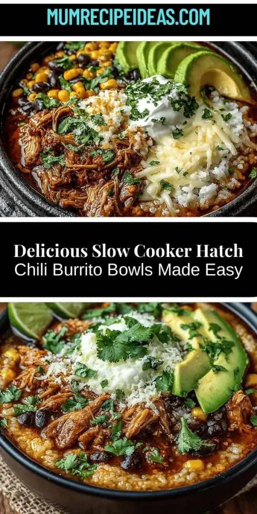 Discover the perfect solution for busy weeknights with Slow Cooker Hatch Chili Burrito Bowls! This easy recipe combines flavorful Hatch green chiles, tender protein, and wholesome toppings, making a nutritious meal that requires minimal effort. Just toss your ingredients into the slow cooker, set it, and let the flavors meld beautifully throughout the day. Enjoy customizable bowls packed with flavor that your whole family will love, all while savoring the delight of slow cooking.