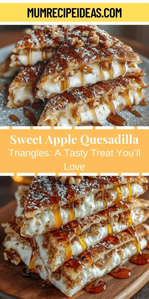 Discover the perfect blend of flavors with Sweet Apple Quesadilla Triangles, a fun and easy treat for any occasion. This delightful recipe combines crisp apples, creamy cheese, and warm spices all wrapped in a golden tortilla. Ideal as a quick snack or dessert, these quesadillas are simple to make with just a few ingredients. Explore creative variations and serving suggestions to customize this tasty dish, and impress friends and family with your culinary skills.