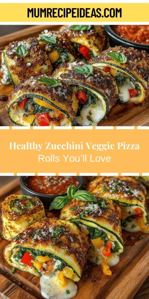Discover a healthier twist on pizza with Zucchini Veggie Pizza Rolls! This innovative recipe combines the classic flavors of pizza and fresh veggies, making it perfect for both health-conscious eaters and pizza lovers. Packed with nutritious ingredients like zucchini, ricotta, mozzarella, and colorful vegetables, these rolls are a delightful appetizer or light main dish. Enjoy them warm with marinara sauce for a satisfying meal that doesn't compromise on flavor. Dive into this delicious, guilt-free recipe and impress your family and friends!