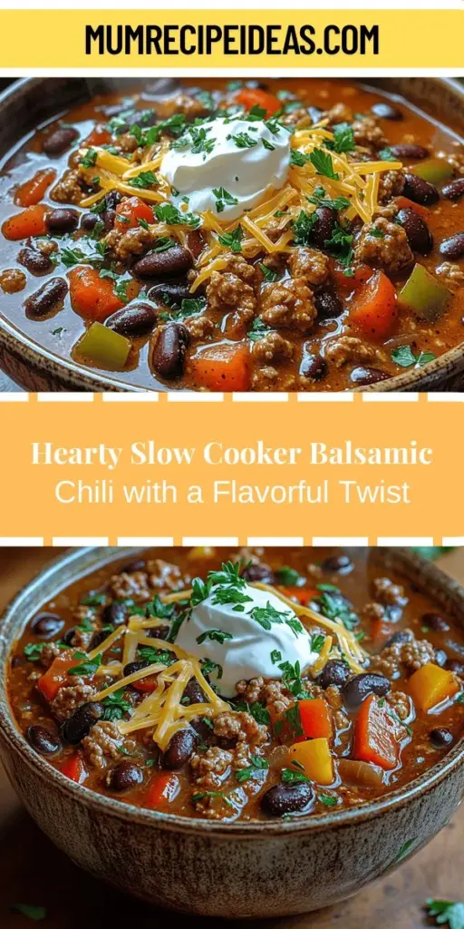Elevate your comfort food game with Slow Cooker Balsamic Vinaigrette Chili! This innovative take on a classic chili combines hearty flavors with the tangy depth of balsamic vinaigrette, creating a dish that's both nourishing and satisfying. Perfect for busy days, simply toss in your ingredients and let the slow cooker work its magic. Enjoy a delicious, stress-free meal that warms the heart and fills the belly, making it ideal for family dinners or gatherings with friends. Discover how to create this flavorful dish with simple ingredients and a few easy steps!