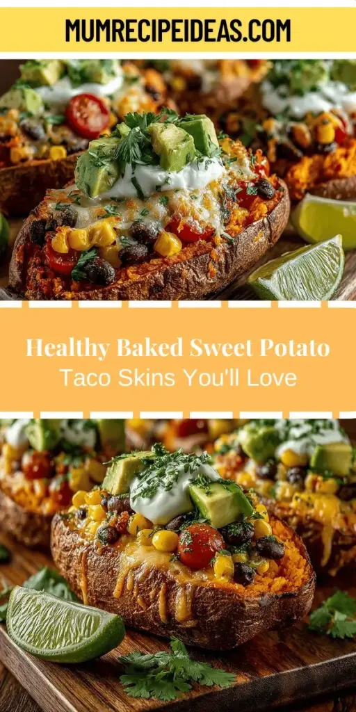 Discover the deliciousness of Baked Sweet Potato Taco Skins, a colorful and nutritious dish perfect for any occasion! Made with baked sweet potatoes filled with black beans, corn, and topped with fresh produce, this recipe not only satisfies your taste buds but also boosts your health. With a wealth of vitamins, a low glycemic index, and customization options, it's great as a healthy dinner or stunning appetizer. Dive into this recipe to bring flavor and wellness to your table!