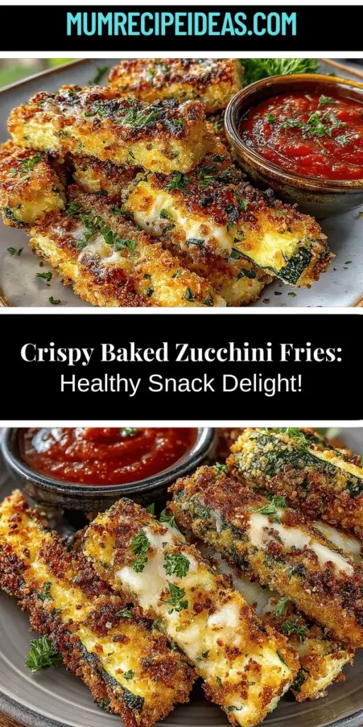 Looking for a healthy and delicious snack? Try these Zesty Crispy Baked Zucchini Fries! This easy recipe transforms zucchini into a crunchy, guilt-free delight that's perfect for any occasion. Packed with essential nutrients, zucchini is low in calories and versatile in cooking. Follow simple steps to coat and bake your fries to crispy perfection. Pair them with your favorite dipping sauces for an irresistible treat that everyone will love!