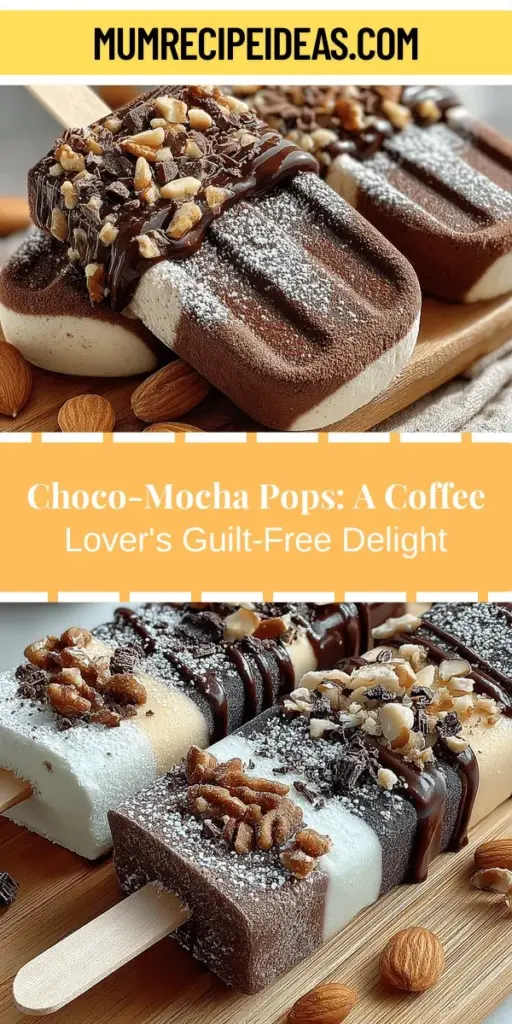 Indulge in the bliss of Choco-Mocha Delight Pops, the perfect frozen treat for coffee lovers! These delicious popsicles blend rich coffee and chocolate flavors, providing a refreshing and satisfying experience. They're not just tasty but nutritious too, featuring ingredients like almond milk and protein powder to cater to various dietary preferences. Easy to make and endlessly customizable, these pops are ideal for warm days or a sweet afternoon pick-me-up. Dive in and discover your new favorite treat!