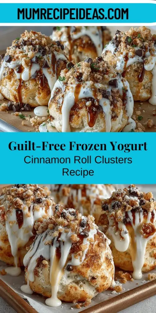 Indulge in a delicious treat with Frozen Yogurt Cinnamon Roll Clusters! This innovative dessert combines the creamy texture of Greek yogurt with the comforting flavors of cinnamon rolls, making it a healthier alternative to ice cream. Packed with protein and probiotics, these delightful clusters are perfect for any occasion—whether for a casual snack or a fancy gathering. Customize them with nuts, mini cinnamon rolls, or chocolate chips for even more flavor. Enjoy a guilt-free sweet treat anytime!