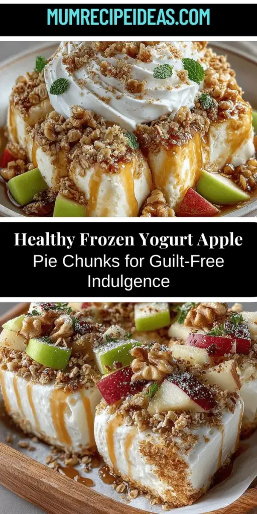 Discover the perfect summer treat with Frozen Yogurt Apple Pie Chunks Delight! This indulgent yet healthy dessert combines the classic flavors of apple pie with creamy Greek yogurt and a delightful crunch from granola. Packed with protein and antioxidants, it offers a guilt-free way to satisfy your sweet tooth. Ideal for family gatherings or a personal snack, this recipe blends comfort food with nutritious ingredients. Enjoy this refreshing twist on a timeless favorite!