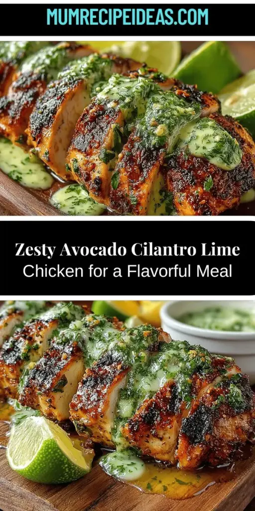 Discover the vibrant flavors of Zesty Avocado Cilantro Lime Chicken, a delicious dish perfect for any occasion. This recipe combines succulent chicken breasts marinated in a creamy blend of ripe avocados, fresh cilantro, and zesty lime for an unforgettable taste experience. Not only is it a feast for your senses, but it's also packed with nutritional benefits, making it a healthy option for family dinners or gatherings. Get ready to impress with this flavorful and versatile meal!