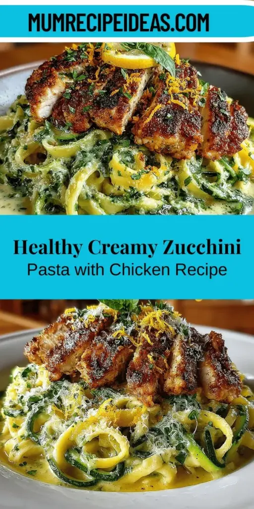 Discover the perfect blend of indulgence and health with Creamy Zucchini Pasta with Chicken! This delightful recipe features tender chicken, spiralized zucchini, and a rich creamy sauce that makes for a satisfying meal without the heaviness. Packed with flavors and nutrients, this dish is ideal for weeknight dinners or special occasions. Enjoy a comforting, guilt-free pasta experience as you master this deliciously healthy recipe that everyone will love.
