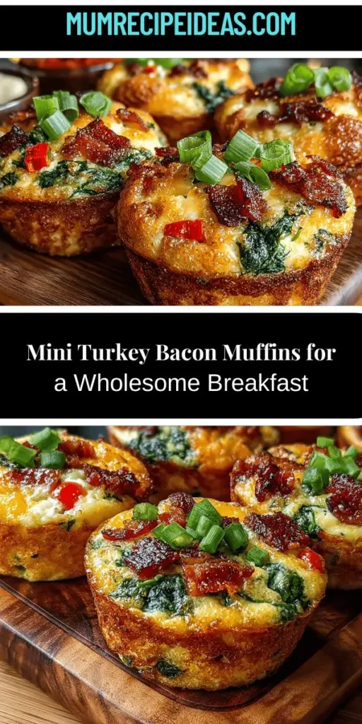 Start your day right with Mini Turkey Bacon Breakfast Muffins, a wholesome and convenient breakfast option that's perfect for busy mornings or leisurely brunches. Packed with turkey bacon, fresh vegetables, and nutritious ingredients, these savory muffins cater to various dietary needs and preferences. Easy to prepare, they offer a delicious balance of protein, vitamins, and minerals to fuel your day. Customize them with your favorite ingredients for a tasty and satisfying breakfast treat!