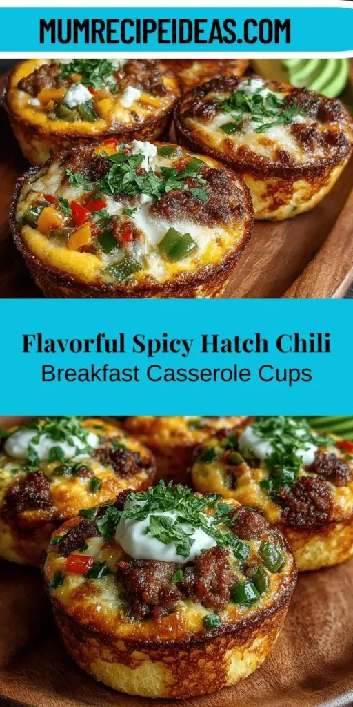Start your day with a burst of flavor with Spicy Hatch Chili Breakfast Casserole Cups! These delicious, portable breakfast options combine eggs, cheese, and the vibrant taste of Hatch green chilies for a nutritious meal that can be customized to suit any dietary preference. Perfect for meal prepping, these cups are easy to make and ideal for busy mornings. Try them for a satisfying start to your day, and enjoy the comfort of homemade goodness!