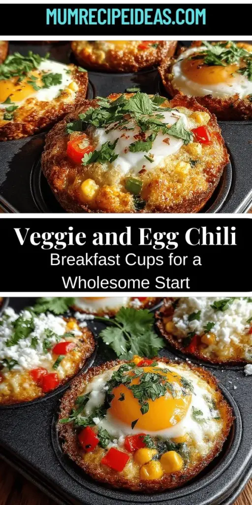 Looking for a quick and nutritious breakfast solution? Try Veggie and Egg Chili Breakfast Cups! Packed with vibrant vegetables, protein-rich eggs, and the wholesome goodness of black beans and corn, these cups are both satisfying and visually appealing. Perfect for meal prep or a cheerful brunch, they're easy to customize with your favorite ingredients. Enjoy a flavorful start to your day that fuels your body and pleases your taste buds!