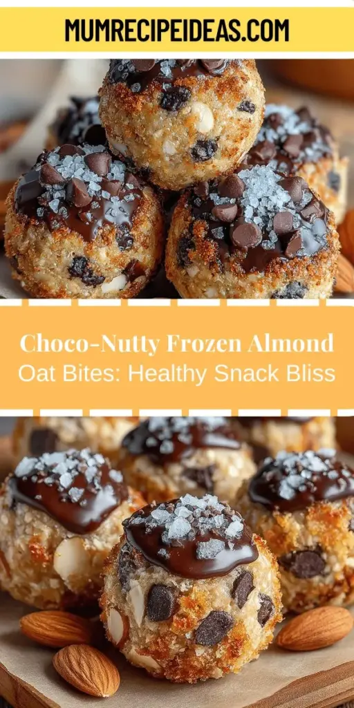 Discover the delicious world of Choco-Nutty Frozen Almond Oat Bites! These nutritious snacks combine rolled oats, creamy almond butter, and rich dark chocolate for a satisfying treat that’s perfect for any time of day. Easy to make and customizable to fit your dietary needs, they are vegan and gluten-free options available. Enjoy them as a quick energy boost after workouts or as a kid-friendly snack. Try making your own and elevate your snack game!