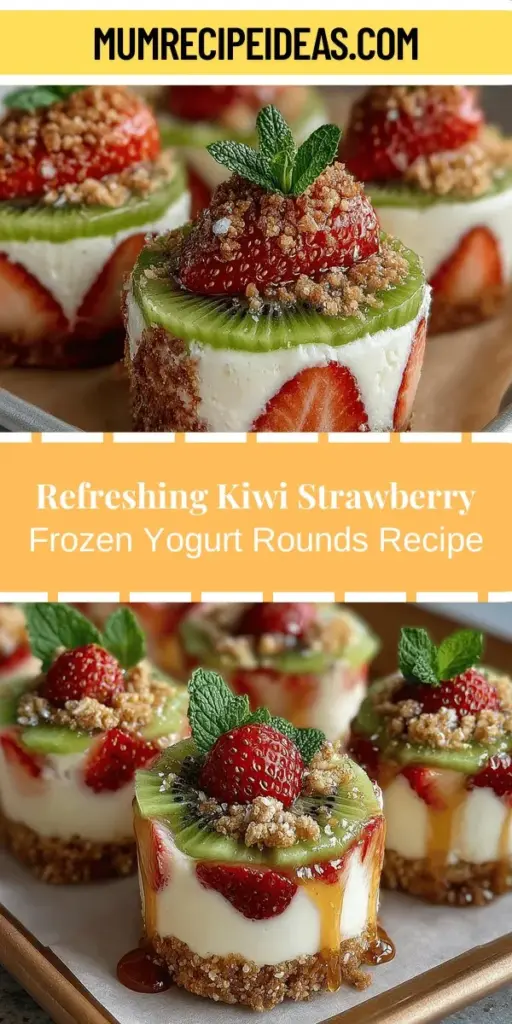 Beat the heat this summer with homemade Kiwi Strawberry Frozen Yogurt Rounds. This refreshing treat combines the sweet-tart flavors of ripe kiwi and juicy strawberries with creamy Greek yogurt, creating a healthier alternative to traditional ice cream. Easy to make with simple ingredients, these frozen goodies are customizable to suit any taste. Perfect for family gatherings or an everyday snack, indulge in a guilt-free dessert that everyone will love. Get ready to impress your friends with these vibrant and nutritious rounds!