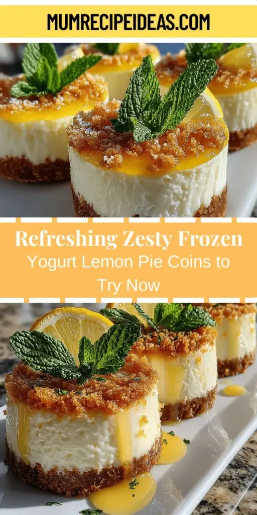 Discover the refreshing taste of Zesty Frozen Yogurt Lemon Pie Coins, a guilt-free dessert perfect for warmer days. This delightful treat blends tangy lemon and creamy Greek yogurt, creating a light and satisfying experience. Learn how to effortlessly prepare the crunchy graham cracker crust, luscious yogurt filling, and freeze them into delightful coin-shaped pieces. With customizable options and nutritional benefits, this recipe is a must-try for a healthy and vibrant snack or dessert. Enjoy the zesty flavor while embracing a wholesome lifestyle!