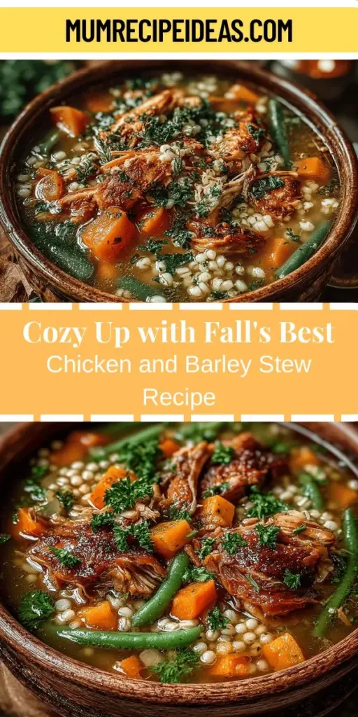 Warm up this autumn with a delightful bowl of Cozy Fall Crockpot Chicken and Barley Stew. This easy recipe combines tender chicken thighs, nutritious barley, and a medley of seasonal vegetables, all simmered to perfection in your crockpot. Enjoy the rich aromas and comforting flavors without the hassle of constant cooking. It's the perfect dish for busy days and cozy nights, filling your home with love and warmth while nourishing your body. Discover how to make this delicious stew and enjoy a taste of fall comfort.