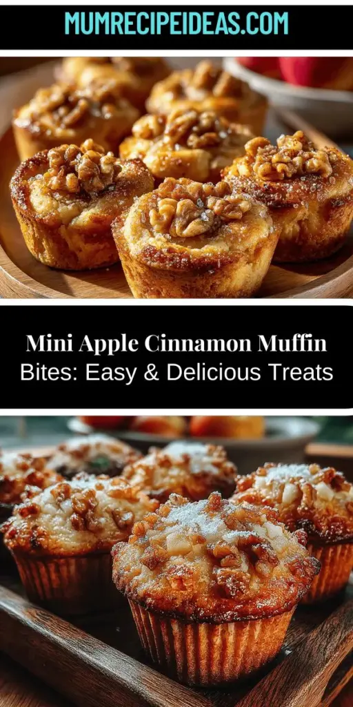 Indulge in the delightful experience of baking with these mini apple cinnamon muffin bites. Perfect for busy mornings or as a sweet snack, these soft, wholesome muffins blend fresh apples and warm spices into bite-sized treats. With a simple recipe that adapts to various dietary needs, you can easily whip up these flavorful gems using nutritious ingredients. Enjoy them fresh from the oven or store for later—these muffins are sure to impress family and friends!
