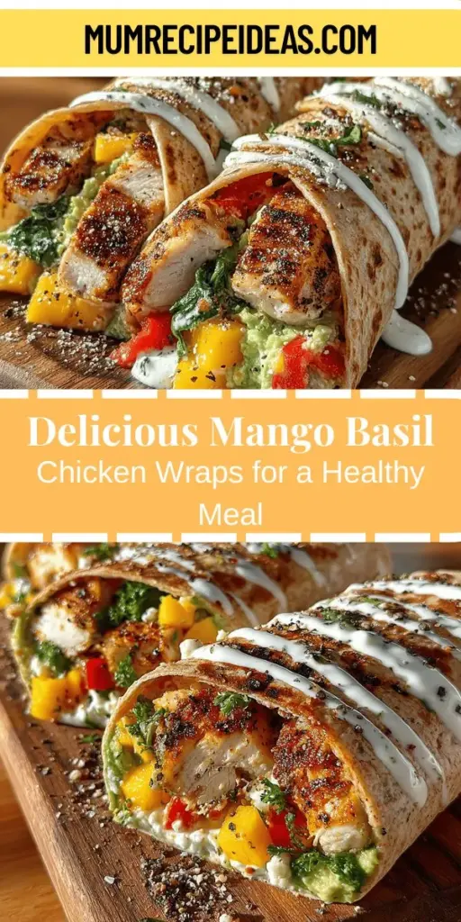Discover the deliciousness of Mango Basil Chicken Wraps, a perfect blend of sweet mango, fresh basil, and tender marinated chicken. This healthy recipe is not just tasty but versatile, making it ideal for busy lunches, light dinners, or picnics. Packed with essential nutrients and customizable to suit your preferences, these wraps promise a satisfying meal. Quick to prepare and visually appealing, they are sure to become a favorite in your kitchen. Enjoy a flavorful dish that nourishes your body and excites your palate!