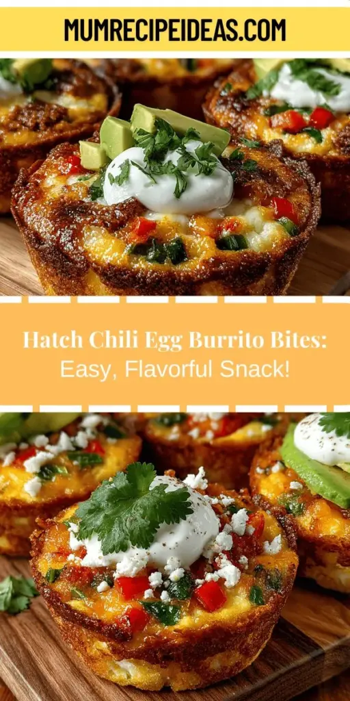 Discover the delicious world of Hatch Chili Egg Burrito Bites, the perfect blend of flavor and convenience. These bite-sized treats are easy to make and packed with fluffiness from eggs, creamy cheddar, and the distinctive kick of Hatch green chiles. Ideal for any time of day, they’re great as snacks, breakfast, or brunch. Prepare a batch ahead for quick reheats or serve them fresh at gatherings. Enjoy a burst of taste and wholesome ingredients in every bite!