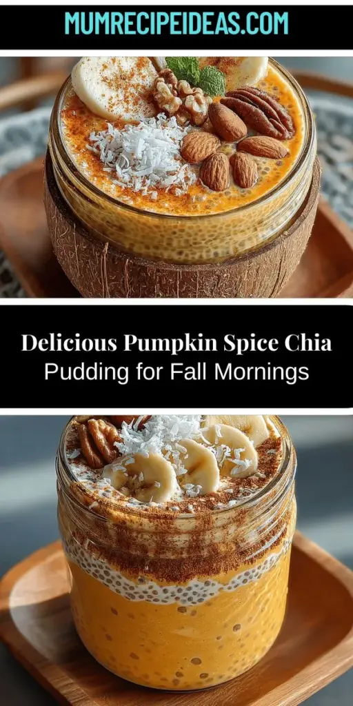 Discover the comforting flavors of fall with Pumpkin Spice Chia Pudding, a deliciously healthy treat perfect for breakfast or snacks. This easy-to-make recipe combines nutrient-rich chia seeds and pumpkin puree, creating a creamy and satisfying pudding. Packed with fiber, protein, and essential vitamins, it's a great way to embrace seasonal eating. With simple ingredients and customizable toppings, this pudding is not just nutritious but a delightful feast for the senses.