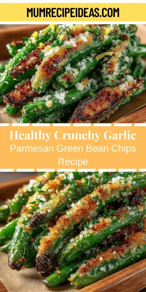 Discover the delicious and nutritious Crunchy Garlic Parmesan Green Bean Chips, the perfect healthy snack that redefines your munching experience. These veggie chips are not only low in calories but also packed with essential vitamins and fiber. With simple ingredients like fresh green beans, olive oil, garlic, and Parmesan cheese, this homemade treat is easy to prepare and incredibly satisfying. Enjoy them solo or pair with your favorite dips for added flavor!