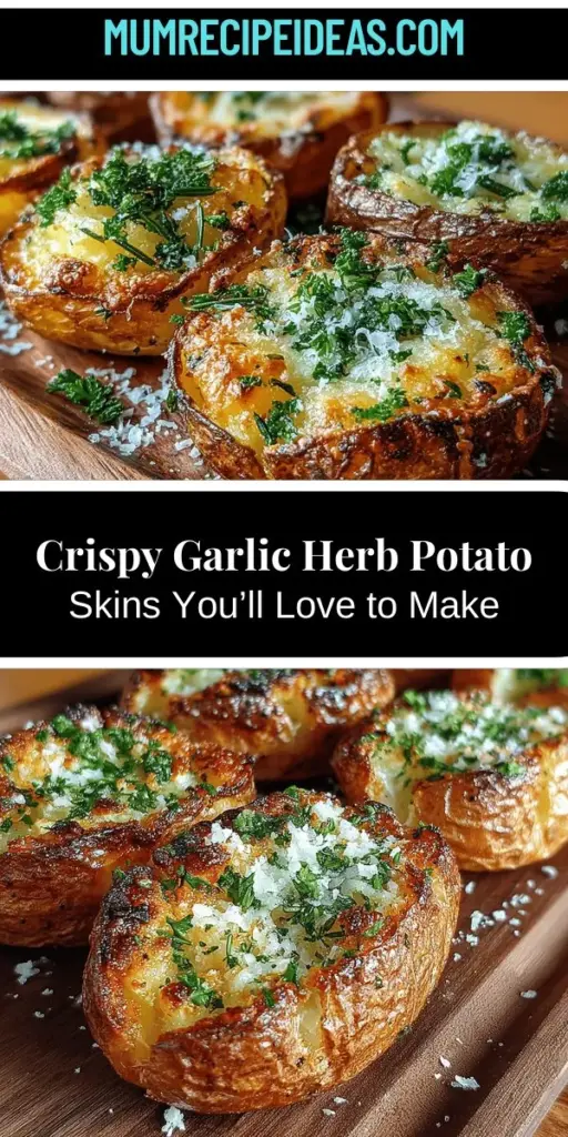 Discover the deliciousness of crispy garlic herb roasted potato skins with this easy-to-follow recipe. Perfect for any gathering or a cozy night in, these indulgent snacks combine golden, crunchy skins with aromatic garlic and fresh herbs. Learn how to prepare, cook, and customize them with a variety of toppings. Your friends and family will love the flavor and texture! Embrace comfort food at its finest with this satisfying dish that's sure to impress.