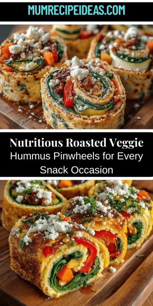 Indulge in the vibrant flavors of Roasted Veggie Hummus Pinwheels, a healthy and delicious snack perfect for any occasion! These colorful wraps combine the earthy goodness of roasted vegetables with creamy hummus, all wrapped in whole wheat tortillas. Rich in nutrients, including fiber, vitamins, and healthy fats, these pinwheels are not only visually appealing but also easy to customize. Great for gatherings or lunchboxes, they bring a nutritious twist to your snacking options!