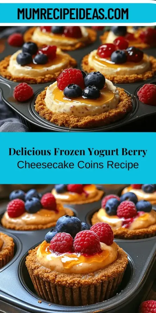 Beat the heat with a guilt-free dessert that satisfies your sweet cravings! Frozen Yogurt Berry Cheesecake Coins combine creamy Greek yogurt, tangy cream cheese, and a medley of fresh berries for a refreshing treat. With a crunchy graham cracker crust and natural sweeteners, these delightful bites are as nutritious as they are delicious. Perfect for backyard gatherings or cozy evenings, create these easy cheesecake coins and enjoy a healthier indulgence all summer long!